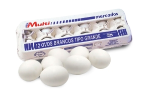 OVOS BRANCOS MULTIMERCADOS CAIXA COM 12 UNIDADES